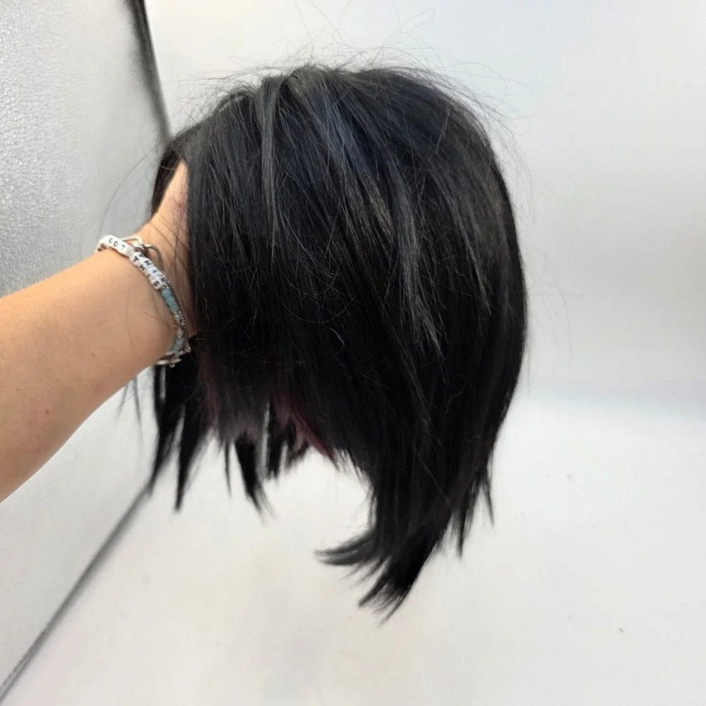 Mayde Beauty Black Burgundy Highlight Synthetic Wig Heat Safe Straight Bob